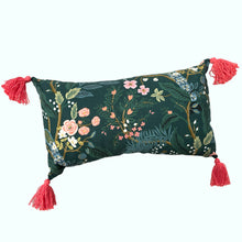  Cojín Borlas Vintage Garden Peacok Verde 30x50 cms - 100% lona