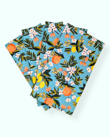  Set 4 servilletas Citrus Turquesa  - 100% algodón