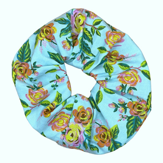 Scrunchie Peonías Turquesa - XL