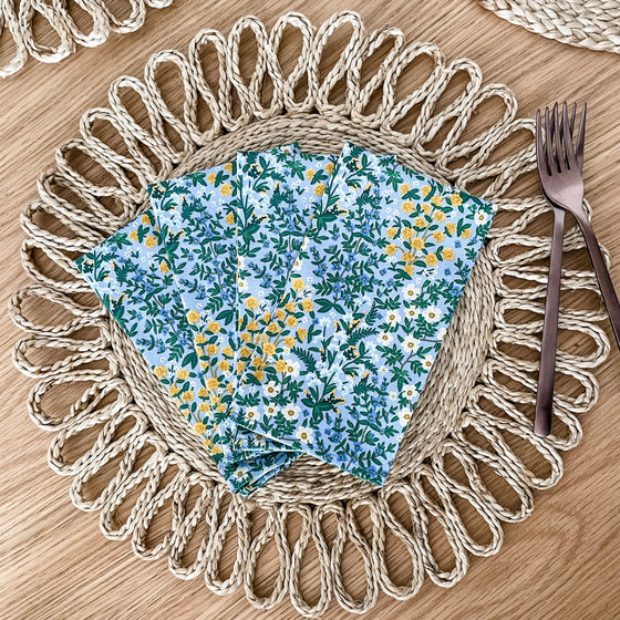 Set 4 servilletas Wildwood Garden Blue 100% algodón