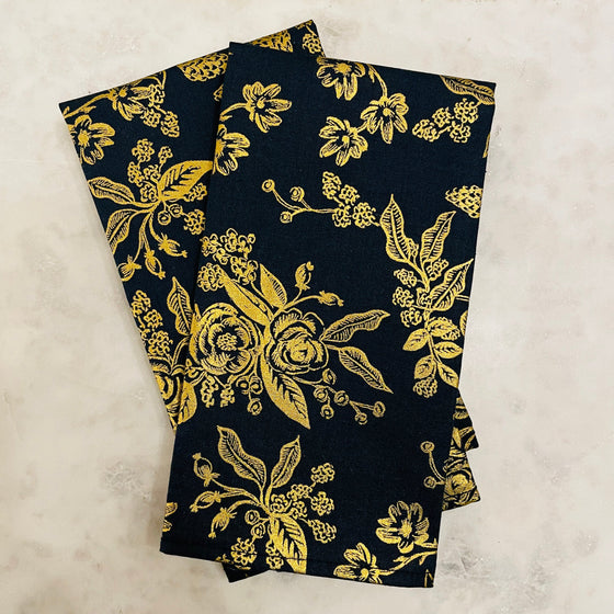 Set 4 servilletas Floral Navy 100% algodón