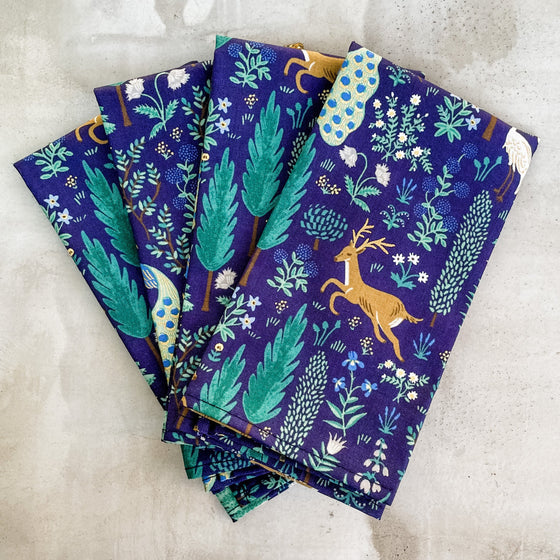 Set 4 servilletas Menagerie Navy 100% algodón