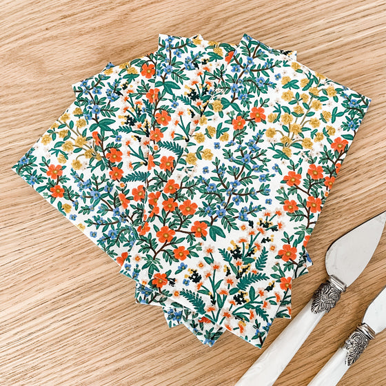 Set 4 servilletas Wildwood Garden Crema 100% algodón