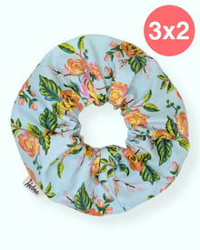  Scrunchie Peonías Turquesa XL