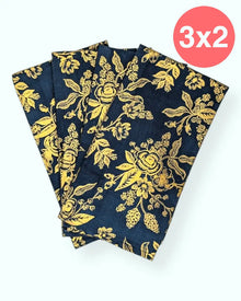  Set 4 servilletas Floral Navy 100% algodón