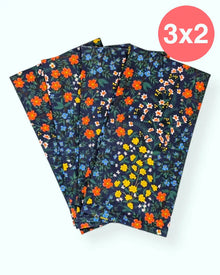  Set 4 servilletas Wildwood Garden Navy 100% algodón