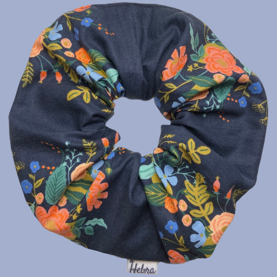 Scrunchie Flores Navy - XL