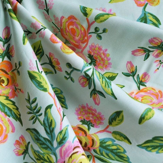 Scrunchie Peonías Turquesa - Mediano