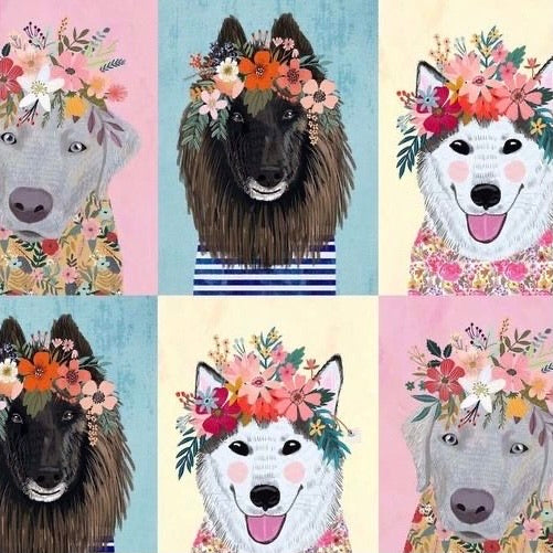 Banderín Perritos con Flores