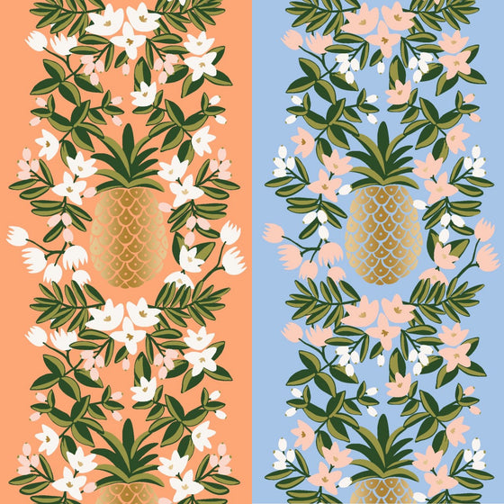 Banderín reversible Piña damasco/celeste