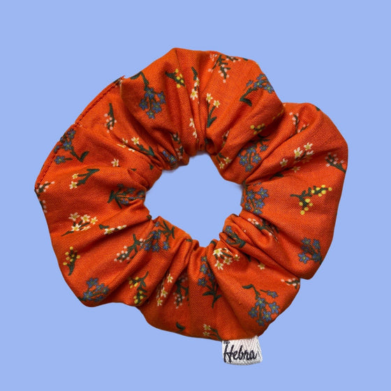 Scrunchie Petit Flower Anaranjado - Mediano